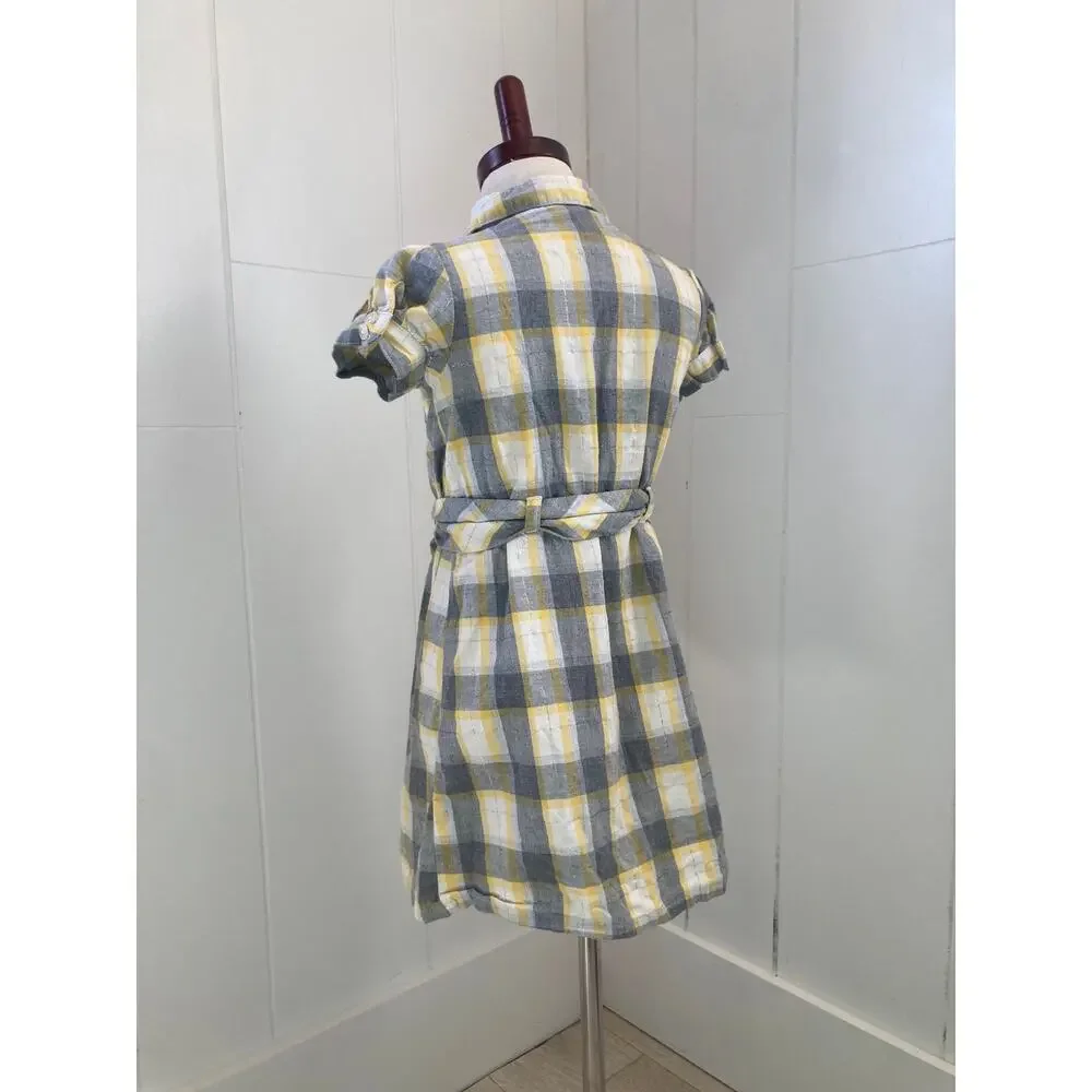 Gymboree Yellow & Grey Plaid Shirt Dress, Size 6